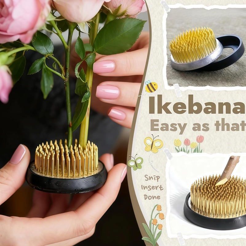Eggone Ceramic Flower Pot Flower Arrangement Set Japanese Ikebana Floral Art Supplies Handmade Flower Bowl Decorative Flower Vase for Centerpieces (Small Black) - Image 3